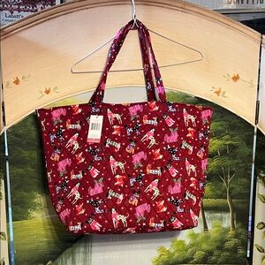 Vera Bradley Quilted Burgundy Red Dog Print Tote